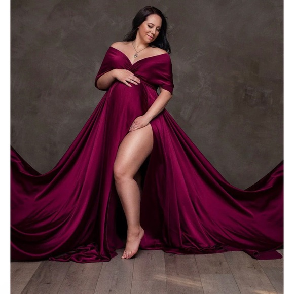 Rust silk maxi wrap dress - Picture 5 of 5